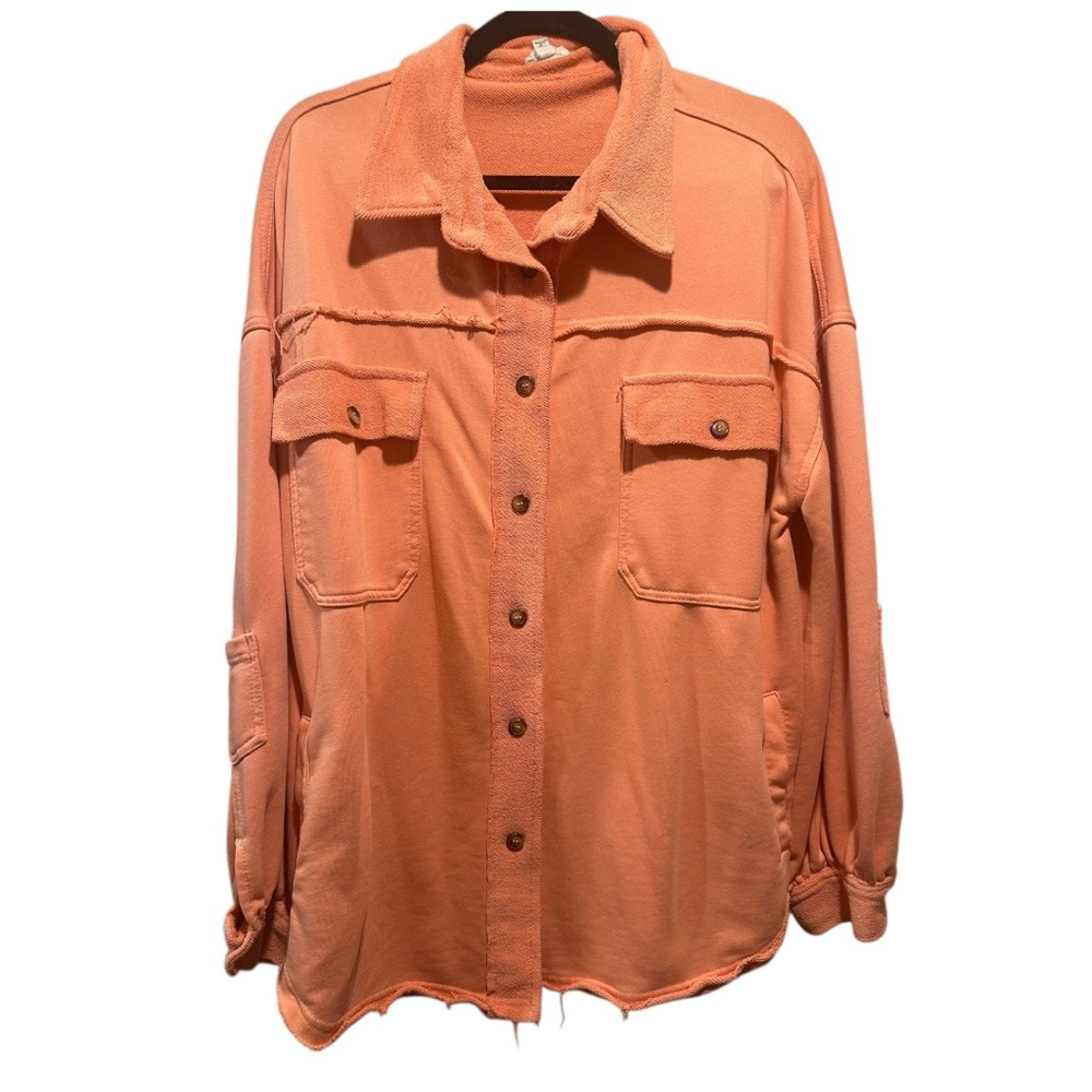 POL Orange Distressed Shacket Jacket Oversized Si… - image 5